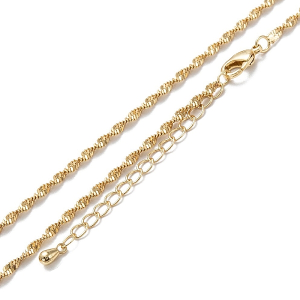 

PandaHall Brass Rope Chain Necklaces, Long-Lasting Plated, Real 18K Gold Plated, 15.94 inch(40.5cm) Brass