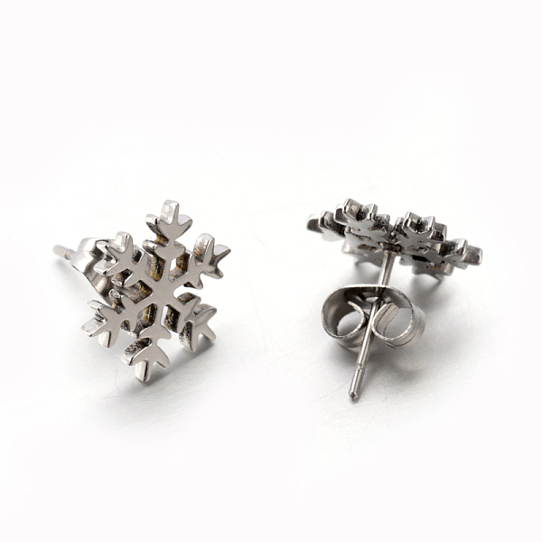 

PandaHall 304 Stainless Steel Ear Studs, Hypoallergenic Earrings, Snowflake, Stainless Steel Color, 12x12mm, Pin: 0.8mm 304 Stainless Steel...