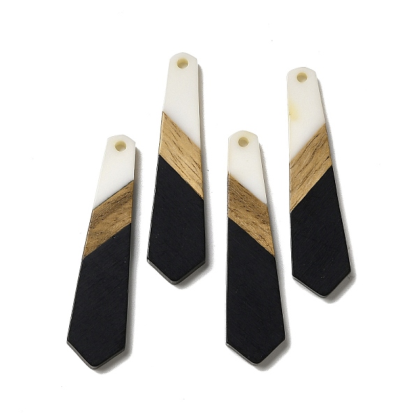 

PandaHall Opaque Resin & Walnut Wood Pendants, Hexagon Tie Charms, Black, 49x12x3mm, Hole: 2mm Resin+Wood Hexagon Black