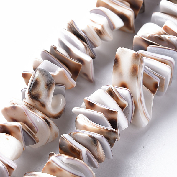 

PandaHall Natural Tiger Cowrie Shell Bead Strands, Nuggets, Sienna, 8~23x7~19x1~9mm, Hole: 1.2mm, about 55~63pcs/strand, 6.69 inch~7.09 inch..., Brown