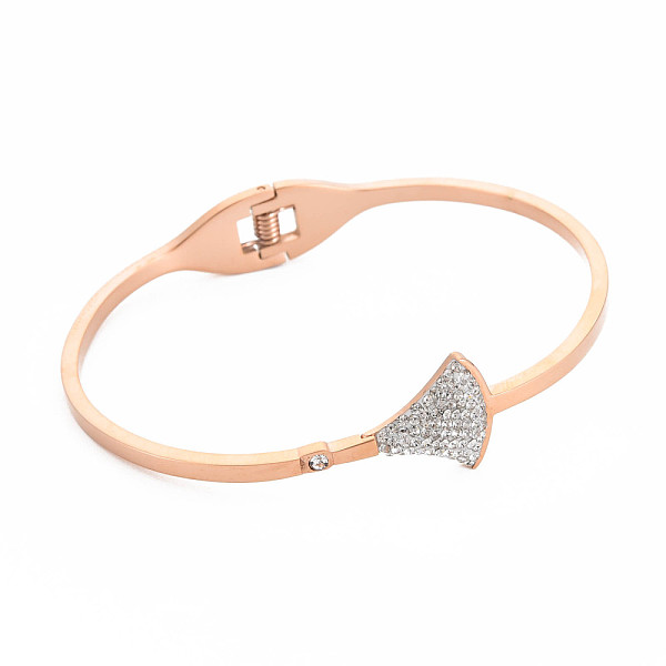 

PandaHall Crystal Rhinestone Ginkgo Leaf Bangle, Stainless Steel Hinged Bangle with Polymer Clay for Women, Rose Gold, Inner Diameter...