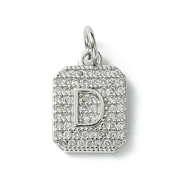 

PandaHall Rack Plating Brass Micro Pave Clear Cubic Zirconia Charms, Long-Lasting Plated, Lead Free & Cadmium Free, Rectangle with Letter...