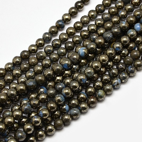 

PandaHall Electroplate Gemstone Natural Pyrite Round Beads Strands, Dyed, Blue, 6mm, Hole: 1mm, about 66pcs/strand, 15.74 inch Pyrite Round...