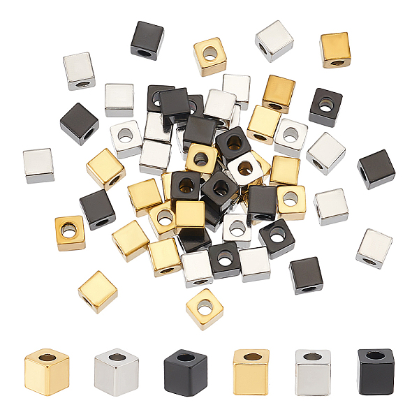 

PandaHall UNICRAFTALE About 60pcs 3 Colors Cube Beads Stainless Steel Column Spacer Beads Tube Beads Metal Loose Beads for Bracelet Necklace...