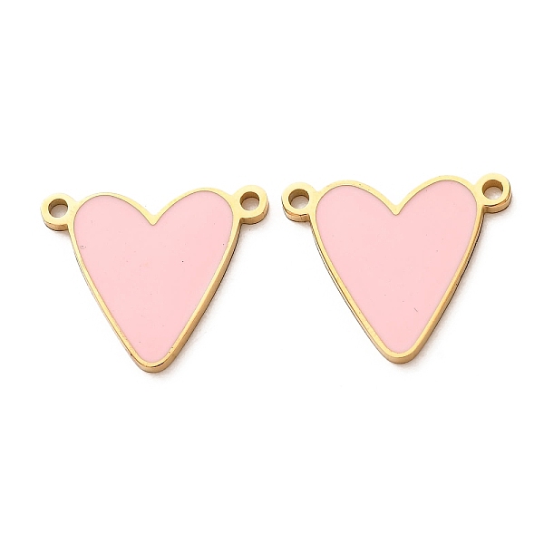 304 Stainless Steel with Pink Enamel Connector Charms