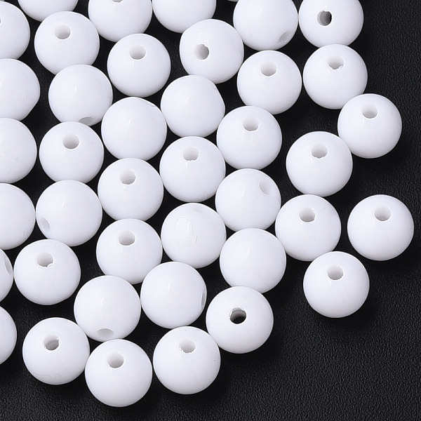 

PandaHall Opaque Acrylic Beads, Round, White, 8x7mm, Hole: 2mm, about 1745pcs/500g Acrylic Round White