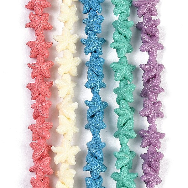 Synthetic Coral Dyed Carved Beads Strands