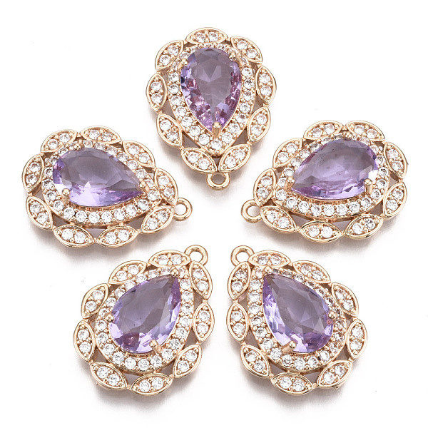

PandaHall Brass Micro Pave Cubic Zirconia Pendants, with Faceted Glass, Long-Lasting Plated, Light Gold, Teardrop, Violet, 23x17x7mm, Hole..., Purple