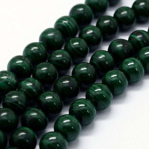 

PandaHall Natural Malachite Beads Strands, Round, 7~8mm, Hole: 0.8mm, about 52pcs/strand, 15.7 inch(40cm) Malachite Round