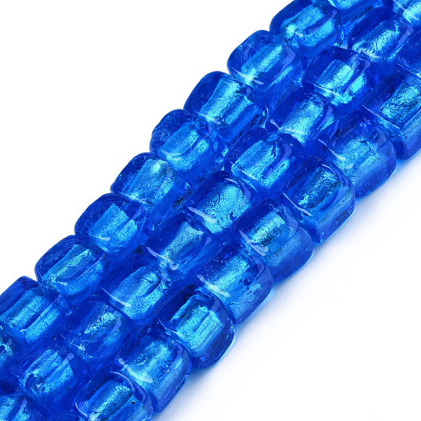 

PandaHall Handmade Silver Foil Lampwork Beads, Cube, Dodger Blue, 8~9x7.5~9x7.5~9mmmm, Hole: 1.5mm, about 50pcs/strand, 16.22 inch(41.2cm)...