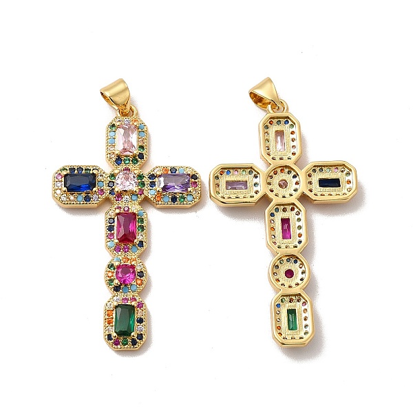 

PandaHall Rack Plating Eco-Friendly Brass Micro Pave Cubic Zirconia Pendants, Long-Lasting Plated, Lead Free & Cadmium Free, Religion Cross...