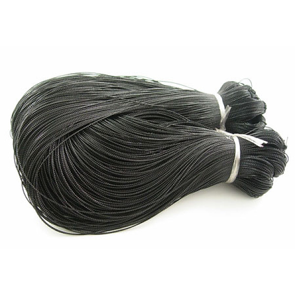 

PandaHall Metallic Thread, Embroidery Thread, Dyed, Black, 0.8mm Metallic Cord Black