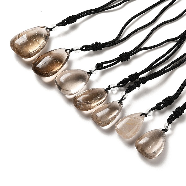 

PandaHall Natural Smoky Quartz Nuggets Pendant Necklace with Polyester Cord for Women, 25.20 inch(64cm) Smoky Quartz Nuggets