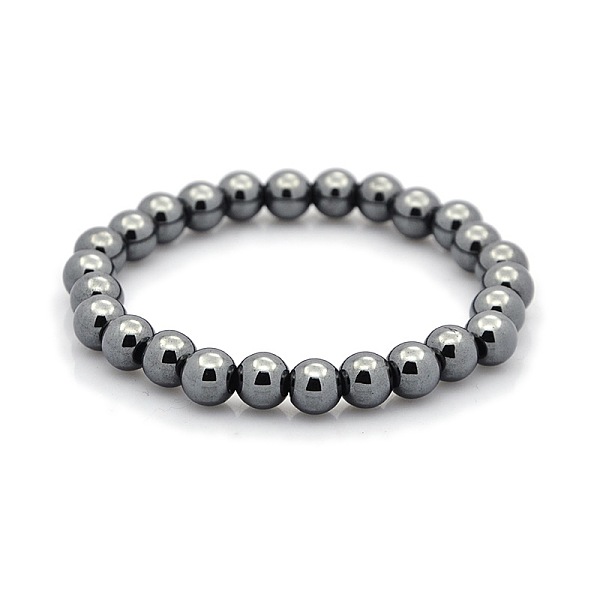 

PandaHall Non-magnetic Hematite Beaded Ball Stretch Bracelets, Inner Diameter: 2-1/4 inch(5.8cm) Non-magnetic Hematite Black