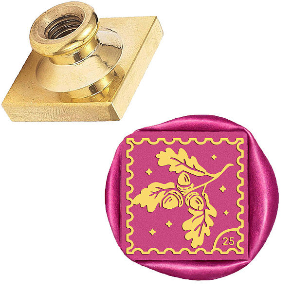 PandaHall DIY Scrapbook, Brass Wax Seal Stamp Head, Leaf Pattern, 25x25x14mm Brass Leaf
