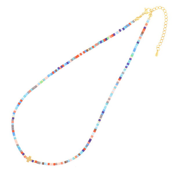 

PandaHall Cross with Glass Beads Necklace for Easter Glass
