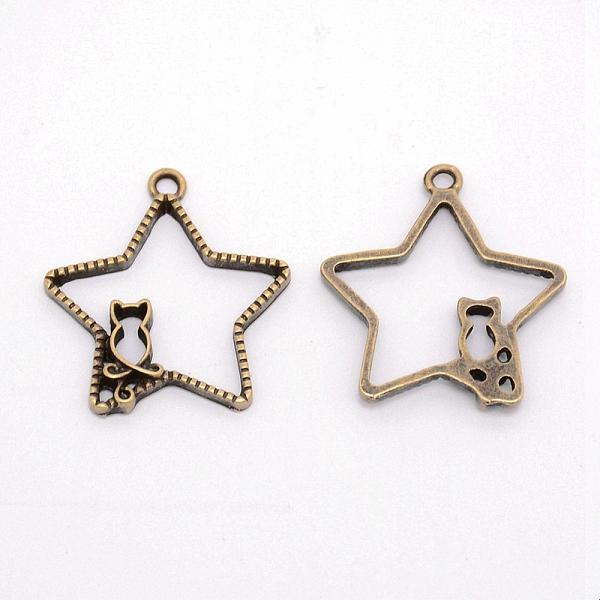 

PandaHall Alloy Open Back Bezel Pendants, for DIY UV Resin, Epoxy Resin, Pressed Flower Jewelry, Cadmium Free & Lead Free, Star with Cat...
