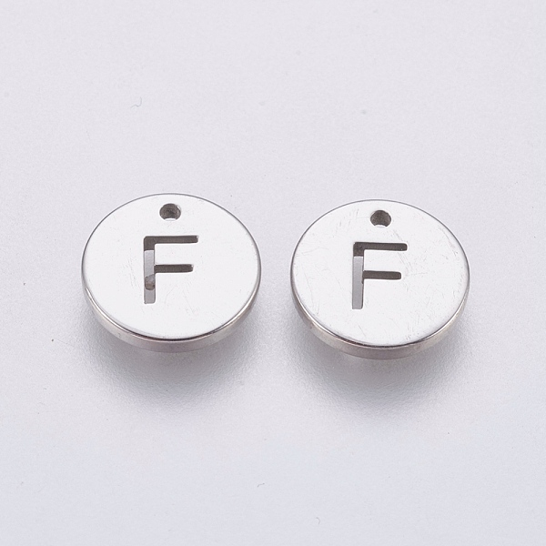 

PandaHall 304 Stainless Steel Charms, Flat Round with Letter, Stainless Steel Color, Letter.F, 10x1mm, Hole: 1mm 304 Stainless Steel Letter...