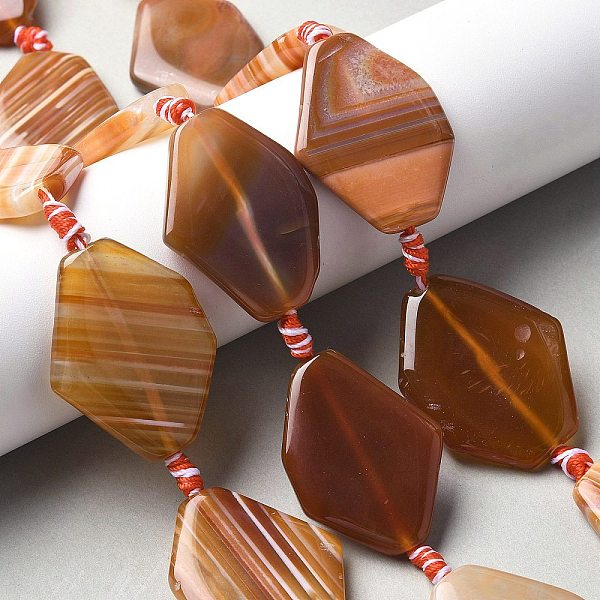 Agate à bandes naturelles / brins de perles d'agate à rayures
