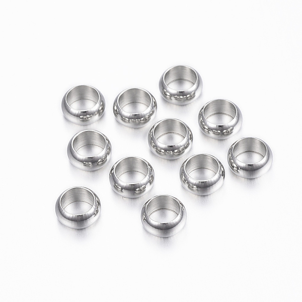 

PandaHall 304 Stainless Steel Spacer Beads, Ring, Stainless Steel Color, 6x3mm, Hole: 4mm 304 Stainless Steel Ring