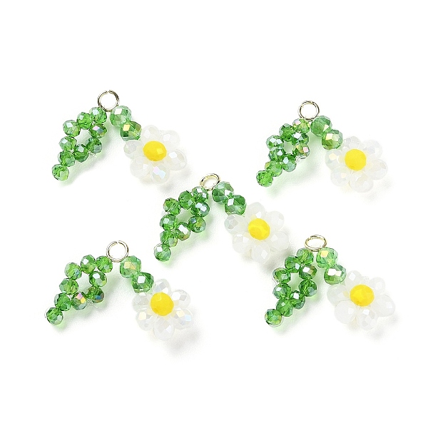 

PandaHall Glass Beaded Pendants, with Brass Loops, Flower of Life Charms, Clear, 18~20x23~24x5~5.5mm, Hole: 2.5mm Glass Flower of Life Clear
