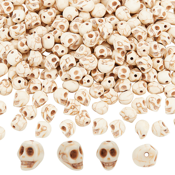 

PandaHall ARRICRAFT 6 Strands Dyed Synthetic Turquoise Beads Strands, Skull, Creamy White, 10x8x10mm, Hole: 1mm, about 38~40pcs/strand...
