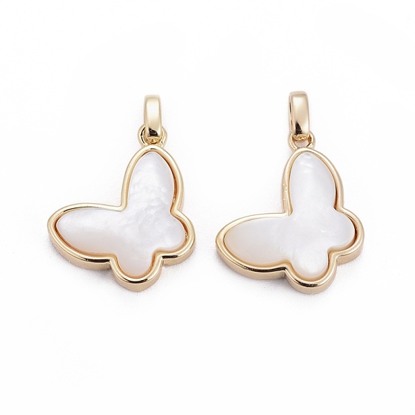 

PandaHall Natural White Shell Mother of Pearl Shell Pendants, with Brass Findings, Butterfly, Golden, 14x18x5mm, Hole: 2x3mm White Shell...
