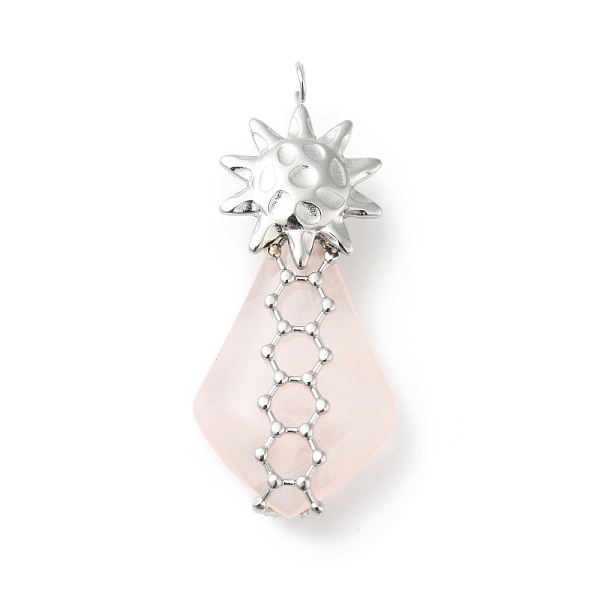 

PandaHall Natural Rose Quartz Pendants, Teardrop Charm, with Stainless Steel Color Plated 304 Stainless Steel Sun Findings...