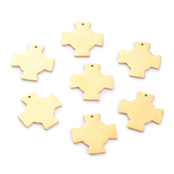PandaHall 304 Stainless Steel Pendants, Manual Polishing, Stamping Blank Tag, Laser Cut, Cross, Golden, 20x20x1mm, Hole: 1.2mm 304 Stainless...