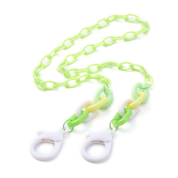 

PandaHall Personalized ABS Plastic Cable Chain Necklaces, Eyeglass Chains, Handbag Chains, with Acrylic Linking Rings and Plastic Lobster..., Green