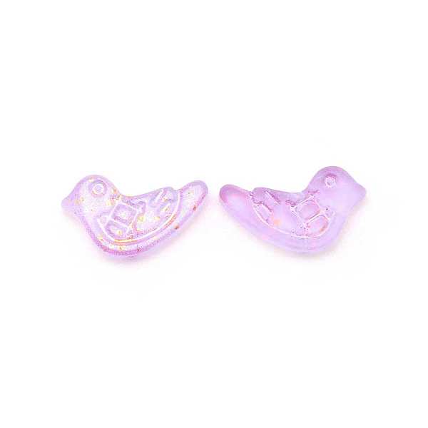 

PandaHall Handmade Frosted Glass Beads, with Gold Foil, Bird, Plum, 11x20x4.5mm, Hole: 1mm, 50pcs/bag Glass Bird Purple