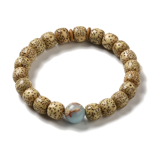 

PandaHall Moon and Star Bodhi & Synthetic Shoushan Stone Beaded Stretch Bracelets, Inner Diameter: 2 inch(5.15cm) Mixed Stone Round