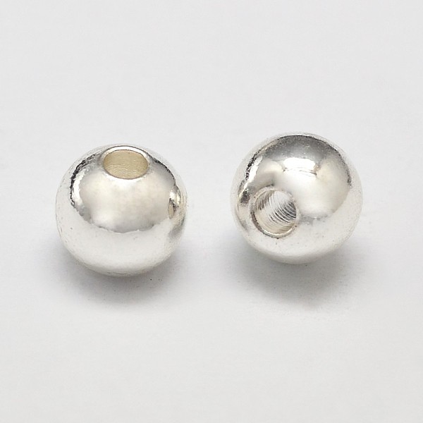 

PandaHall Rack Plating and Vacuum Plating Brass Round Spacer Beads, Silver Color Plated, 4mm, Hole: 1.5mm Brass Round Silver