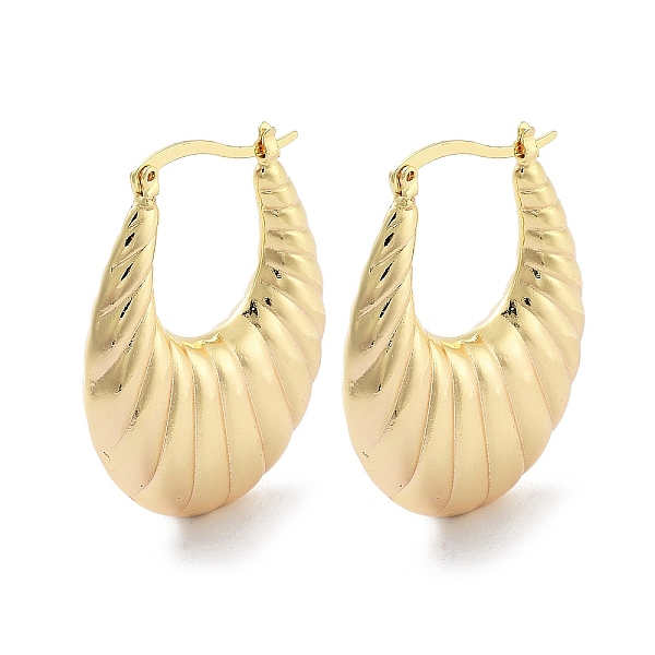 

PandaHall Brass Hoop Earrings, Real 18K Gold Plated, 39x7.5mm Brass