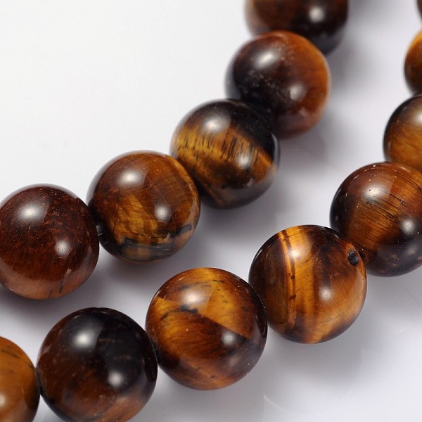 

PandaHall Gemstone Beads Strands, Grade AB+ Tiger Eye, Round, about 8mm in diameter, hole: about 1mm, 15~16 inch Tiger Eye Round Gold