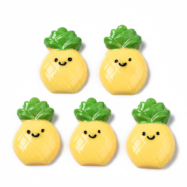 

PandaHall Spray Painted Resin Cabochons, Pineapple with Smile, Yellow, 30~31.5x20.5~21.5x7.5mm Resin Fruit Yellow
