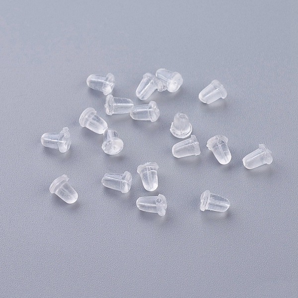 

PandaHall Plastic Ear Nuts, Earring Backs, Clear, 5x4mm, Hole: 0.7mm Plastic Clear