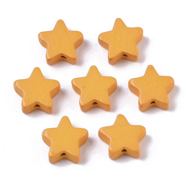 

PandaHall Painted Natural Wood Beads, Star, Orange, 14~15x14~15x5.5mm, Hole: 1.5mm Schima Wood Star Orange
