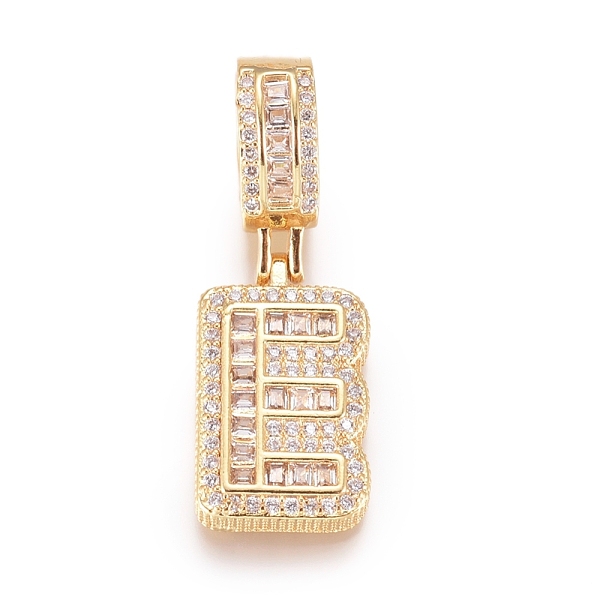 

PandaHall Brass Micro Pave Cubic Zirconia Pendants, Letter, Clear, Golden, Letter.E, 20x12x3.5mm, Hole: 6.5x9mm Brass+Cubic Zirconia Letter...