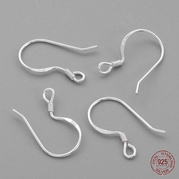 

PandaHall Sterling Silver Earring Hooks, Silver, 14~16x14~15mm, Hole: 1.5mm, 21 Gauge, Pin: 0.7mm Sterling Silver Silver