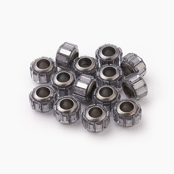 

PandaHall Glass European Beads, Large Hole Beads, with Alloy Cores, Column, Gunmetal, Dark Gray, 9x7mm, Hole: 4.7~5mm Glass Column Gray