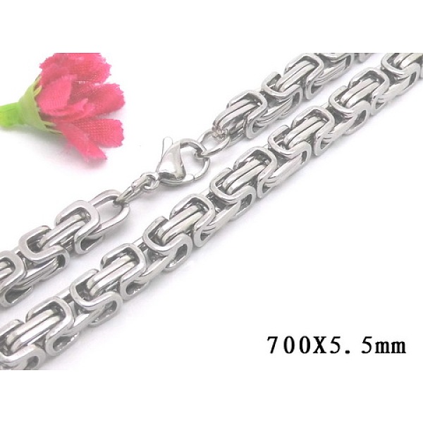

PandaHall 201 Stainless Steel Byzantine Chain Necklaces, with Lobster Claw Clasps, 27.6 inch(70cm), 5x5.5mm 201 Stainless Steel