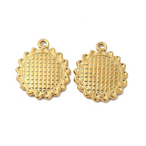 

PandaHall Ion Plating(IP) 304 Stainless Steel Pendants, Sunflower Charm, Golden, 21x18x2mm, Hole: 1.5mm 304 Stainless Steel Flower