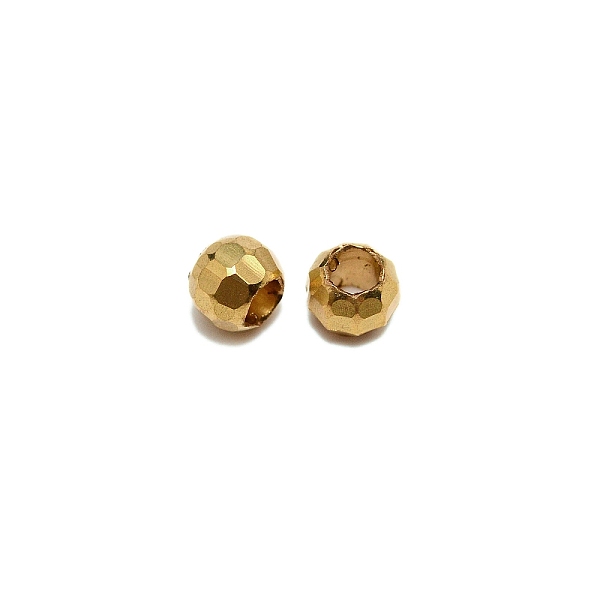 

PandaHall Brass Laser Spacer Beads, Faceted, Round, Golden, 6x5mm, Hole: 2.2mm Brass Rondelle