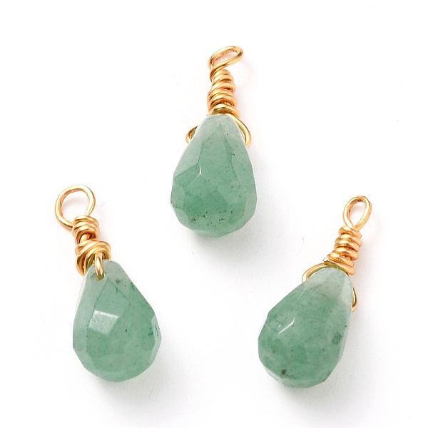 

PandaHall Wire Wrapped Faceted Natural Green Aventurine Pendants, with Golden Plated Brass Wire, Teardrop, 16mm, Hole: 2mm Green Aventurine...