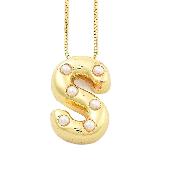 Colliers à chaîne en forme de boîte avec pendentif en forme de lettre en laiton et en plastique pour femmes
