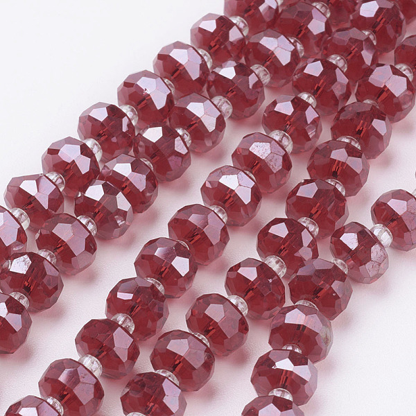 

PandaHall Electroplate Glass Beads Strands, Pearl Luster Plated, Faceted, Flat Round, Red, 7.5~8mm, Hole: 1mm, about 50pcs/strand, 13.7 inch...