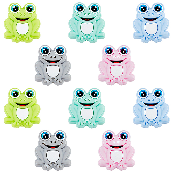 

PandaHall HOBBIESAY 10Pcs 5 Colors Food Grade Eco-Friendly Silicone Beads, Chewing Beads For Teethers, DIY Nursing Necklaces Making, Frog..., Multicolor