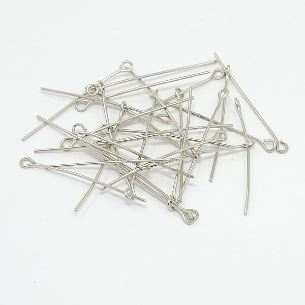 

PandaHall Iron Eye Pin, Cadmium Free & Lead Free, Platinum, 35x0.7mm, Hole: 2mm, about 7000pcs/1000g Iron