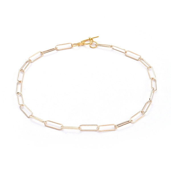 

PandaHall Chain Necklaces, with Iron Paperclip Chains and Alloy Toggle Clasps, Golden, 15.98 inch(40.6cm) Iron
